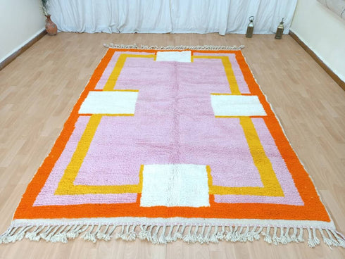 Authentic Handmade Moroccan Berber Wool Rug – Minimalist Carpet